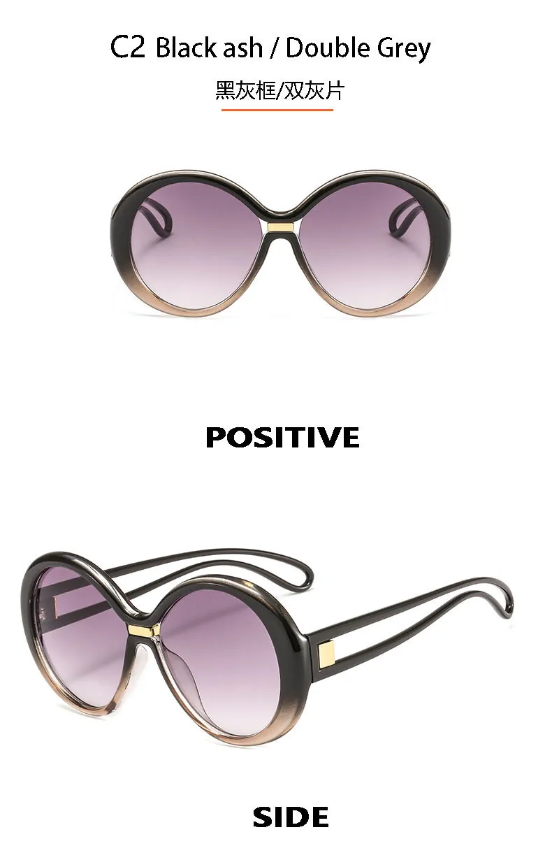New Round Frame Women's Sunglasses Men's  Large Frame  Color Contrast Fashion Personalized Sunglasses 4012 display picture 8