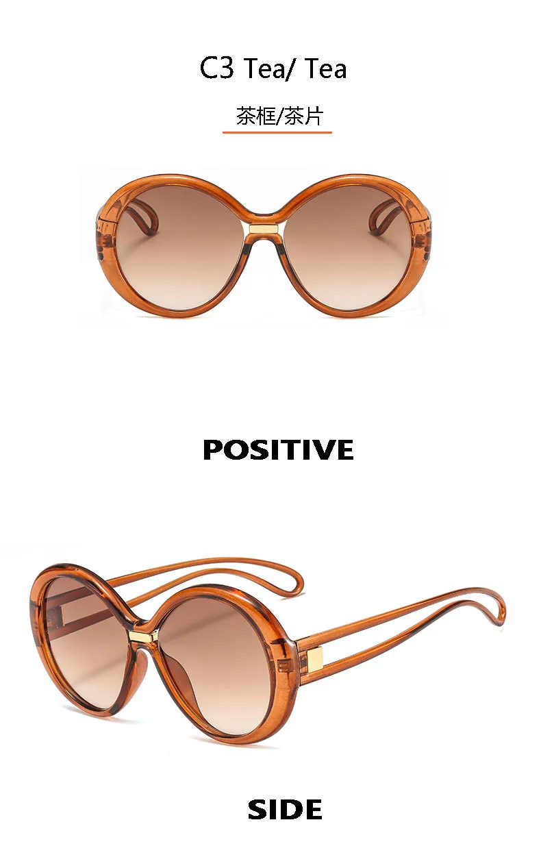 New Round Frame Women's Sunglasses Men's  Large Frame  Color Contrast Fashion Personalized Sunglasses 4012 display picture 9