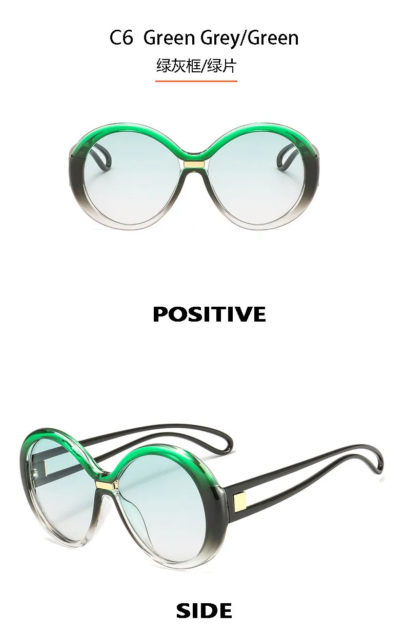 New Round Frame Women's Sunglasses Men's  Large Frame  Color Contrast Fashion Personalized Sunglasses 4012 display picture 12