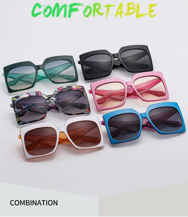Personalized Large Frame Women's Color New Sunglasses  Color Matching Modern Sunglasses 4464 display picture 3