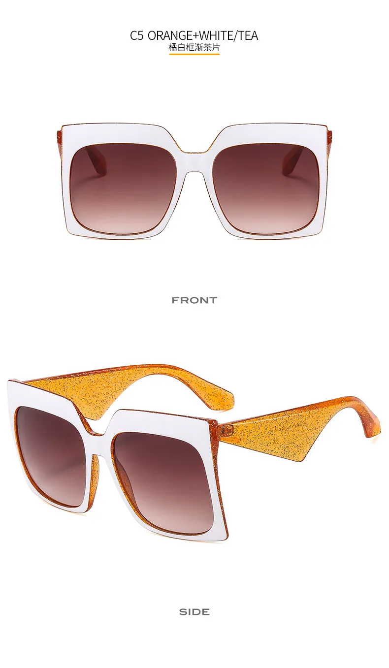 Personalized Large Frame Women's Color New Sunglasses  Color Matching Modern Sunglasses 4464 display picture 11