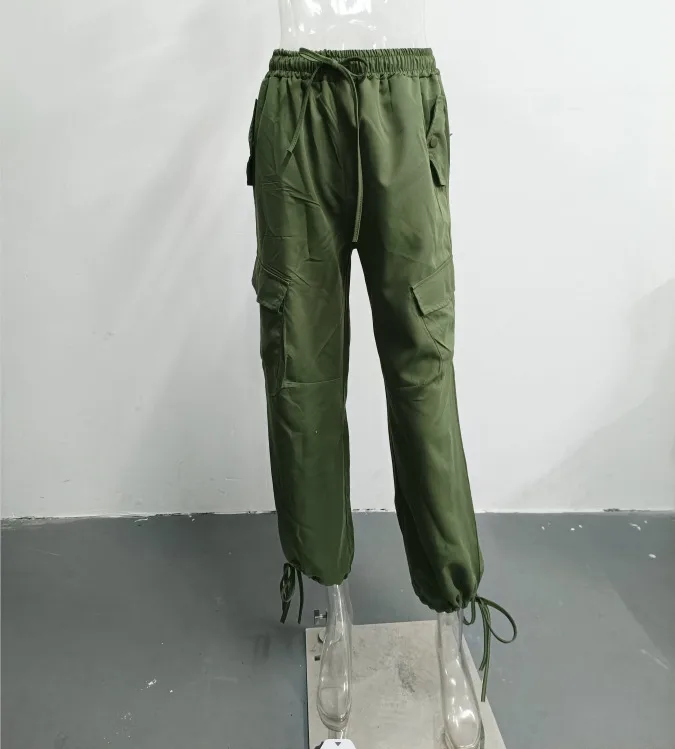 New Style American Street Loose Lace-up Drawstring Elastic Waist Overalls Ankle-tied Trousers Casual Pants display picture 2