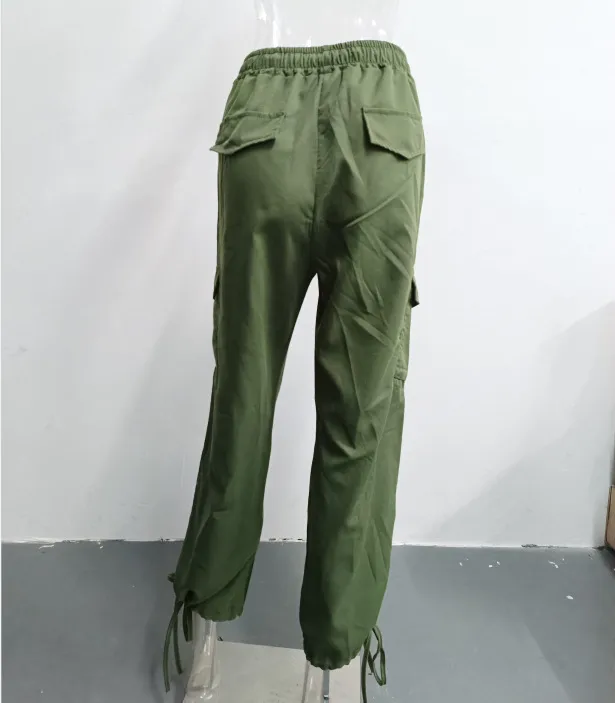New Style American Street Loose Lace-up Drawstring Elastic Waist Overalls Ankle-tied Trousers Casual Pants display picture 3