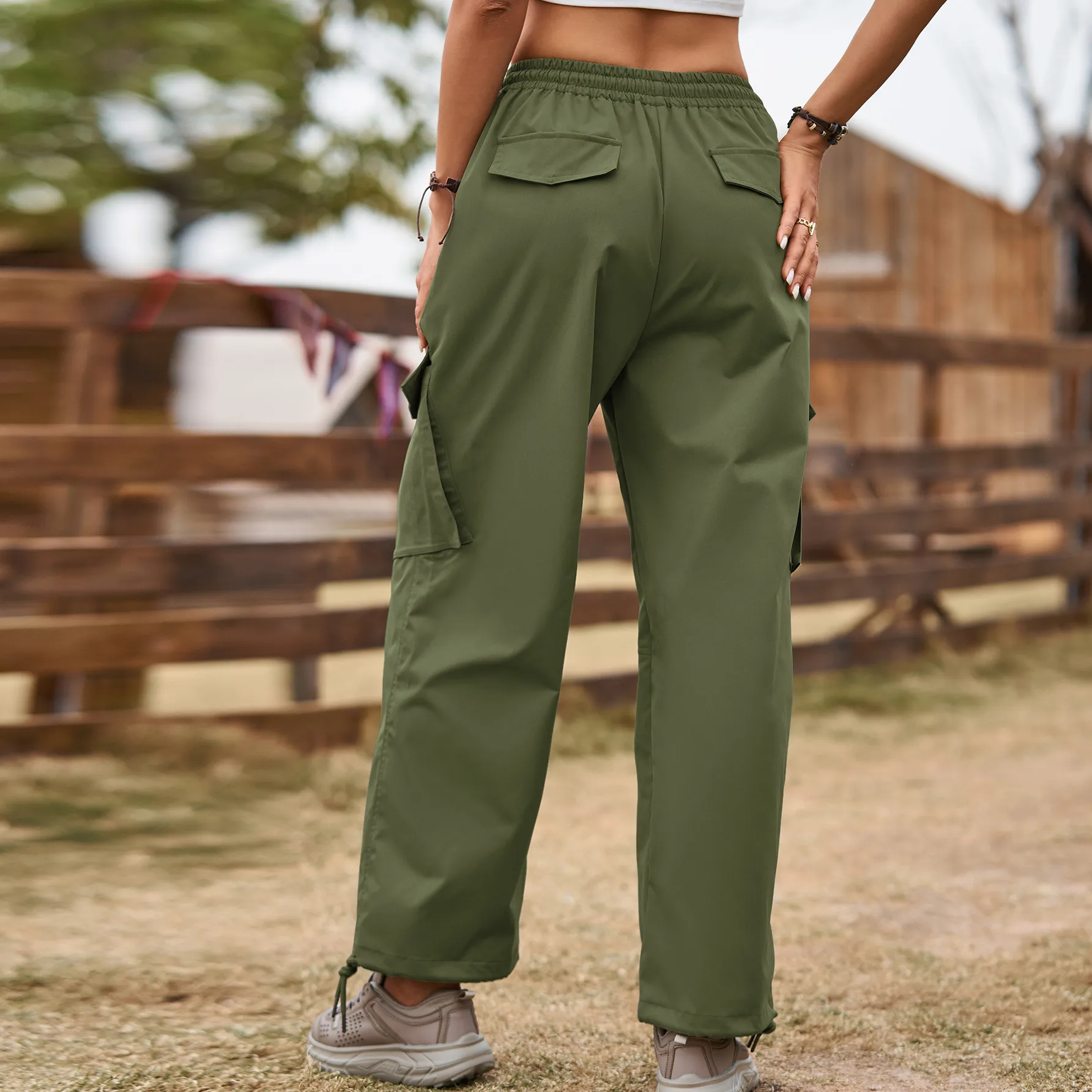 New Style American Street Loose Lace-up Drawstring Elastic Waist Overalls Ankle-tied Trousers Casual Pants display picture 7
