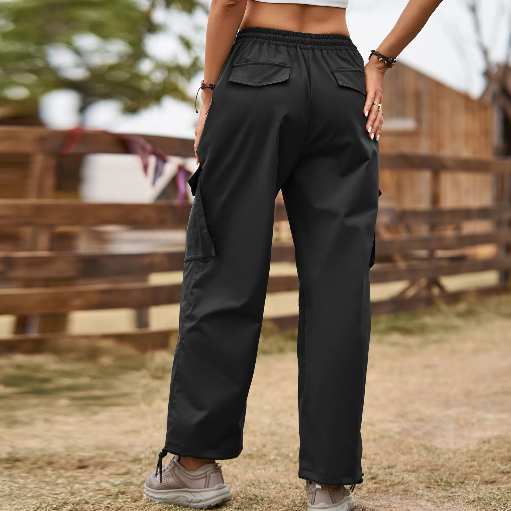 New Style American Street Loose Lace-up Drawstring Elastic Waist Overalls Ankle-tied Trousers Casual Pants display picture 12