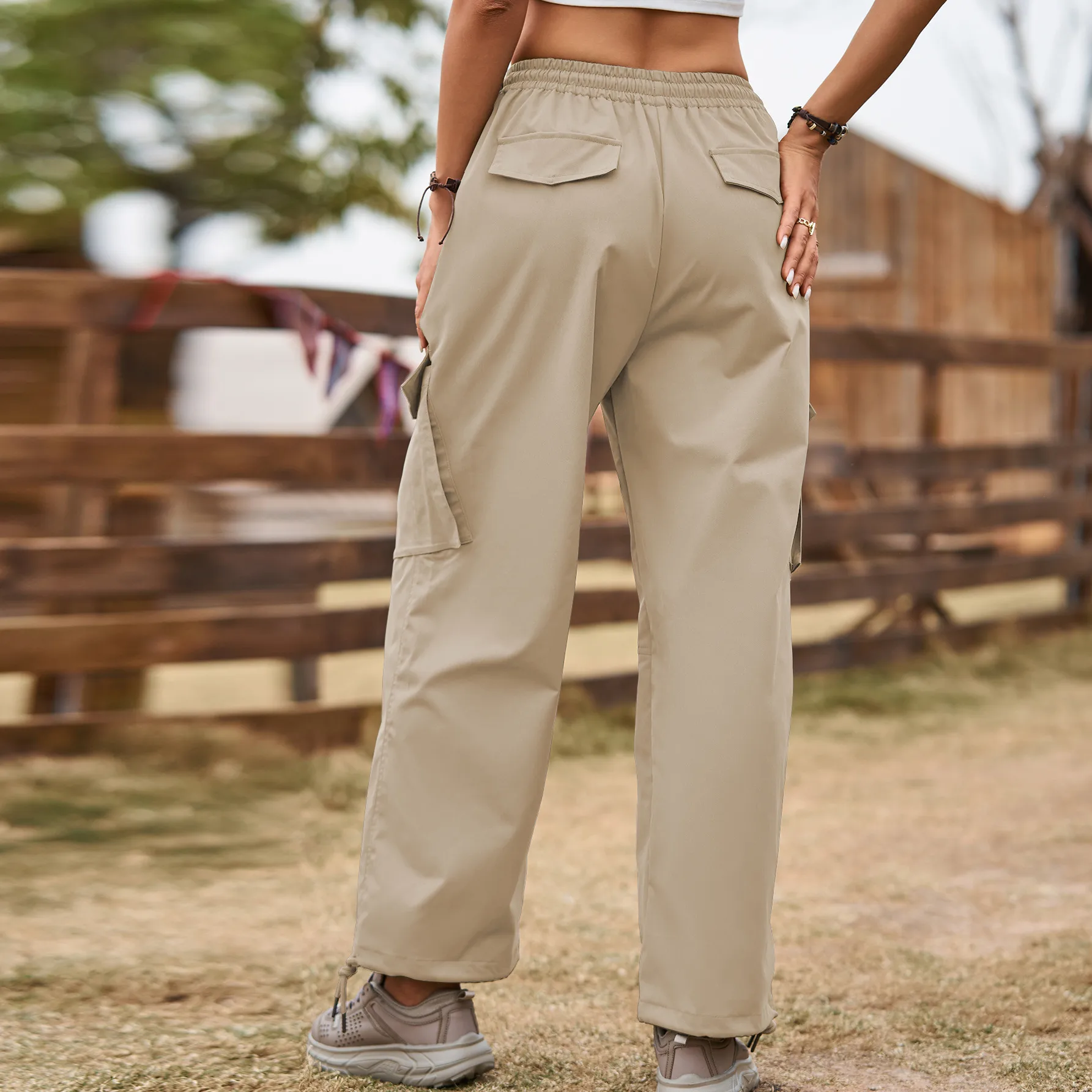 New Style American Street Loose Lace-up Drawstring Elastic Waist Overalls Ankle-tied Trousers Casual Pants display picture 17