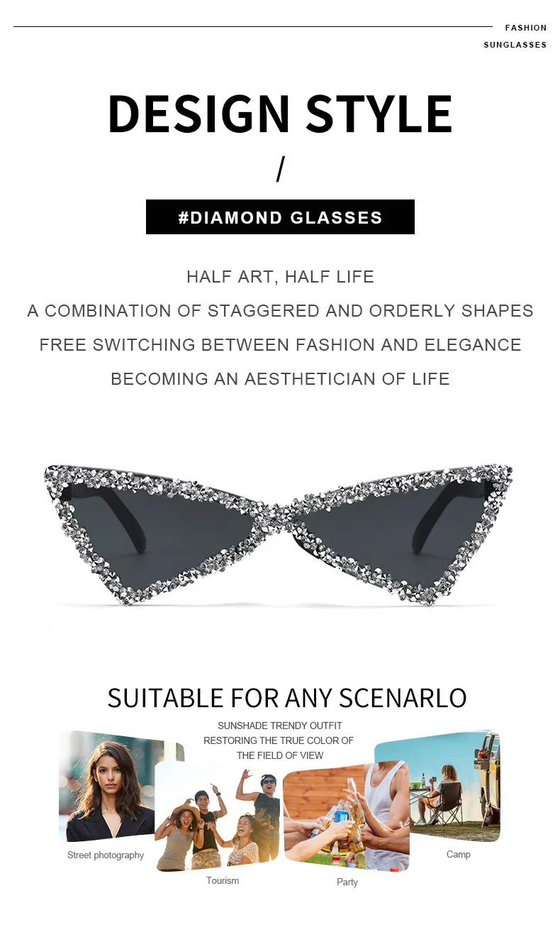 New Personalized Triangular Diamond Sunglasses  Stage Catwalk Photo Props Women's Flash Diamond Sunglasses display picture 2