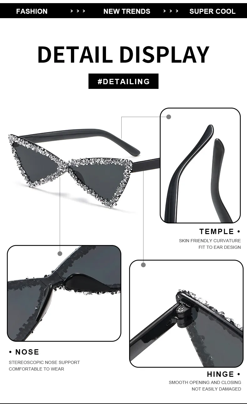 New Personalized Triangular Diamond Sunglasses  Stage Catwalk Photo Props Women's Flash Diamond Sunglasses display picture 4