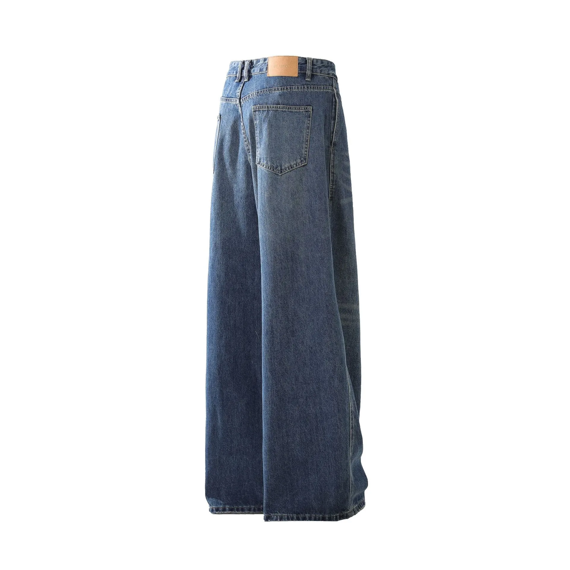 Jiayi Library Men's  New High Street American Washed Pleated Jeans Micro Loose Straight Wide Leg Pants display picture 6