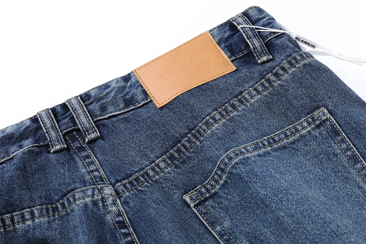 Jiayi Library Men's  New High Street American Washed Pleated Jeans Micro Loose Straight Wide Leg Pants display picture 10