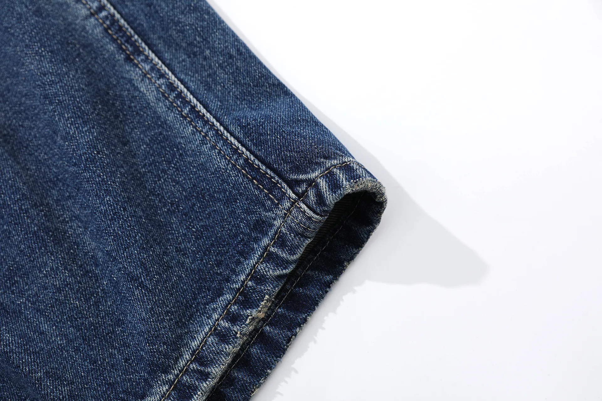 Jiayi Library Men's  New High Street American Washed Pleated Jeans Micro Loose Straight Wide Leg Pants display picture 11