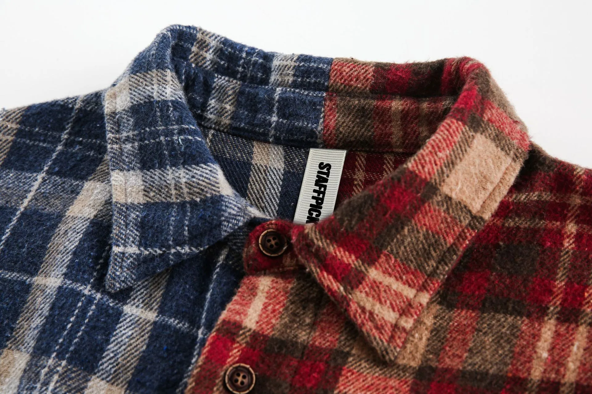 Jiayi Library Men's  Spring New American Retro Contrast Color Stitching Cleanfit Plaid Shirt Antique Shirt display picture 15