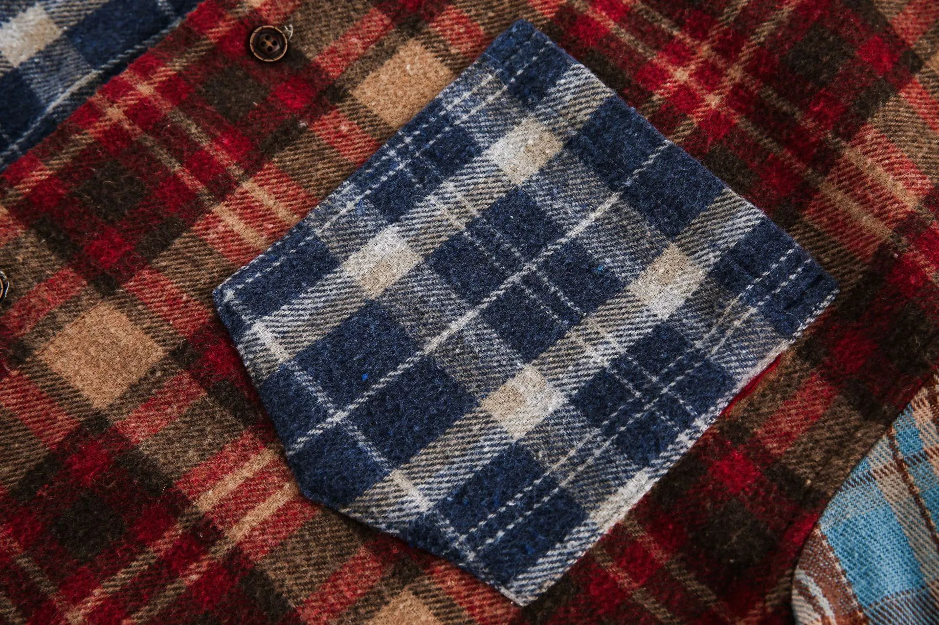 Jiayi Library Men's  Spring New American Retro Contrast Color Stitching Cleanfit Plaid Shirt Antique Shirt display picture 17