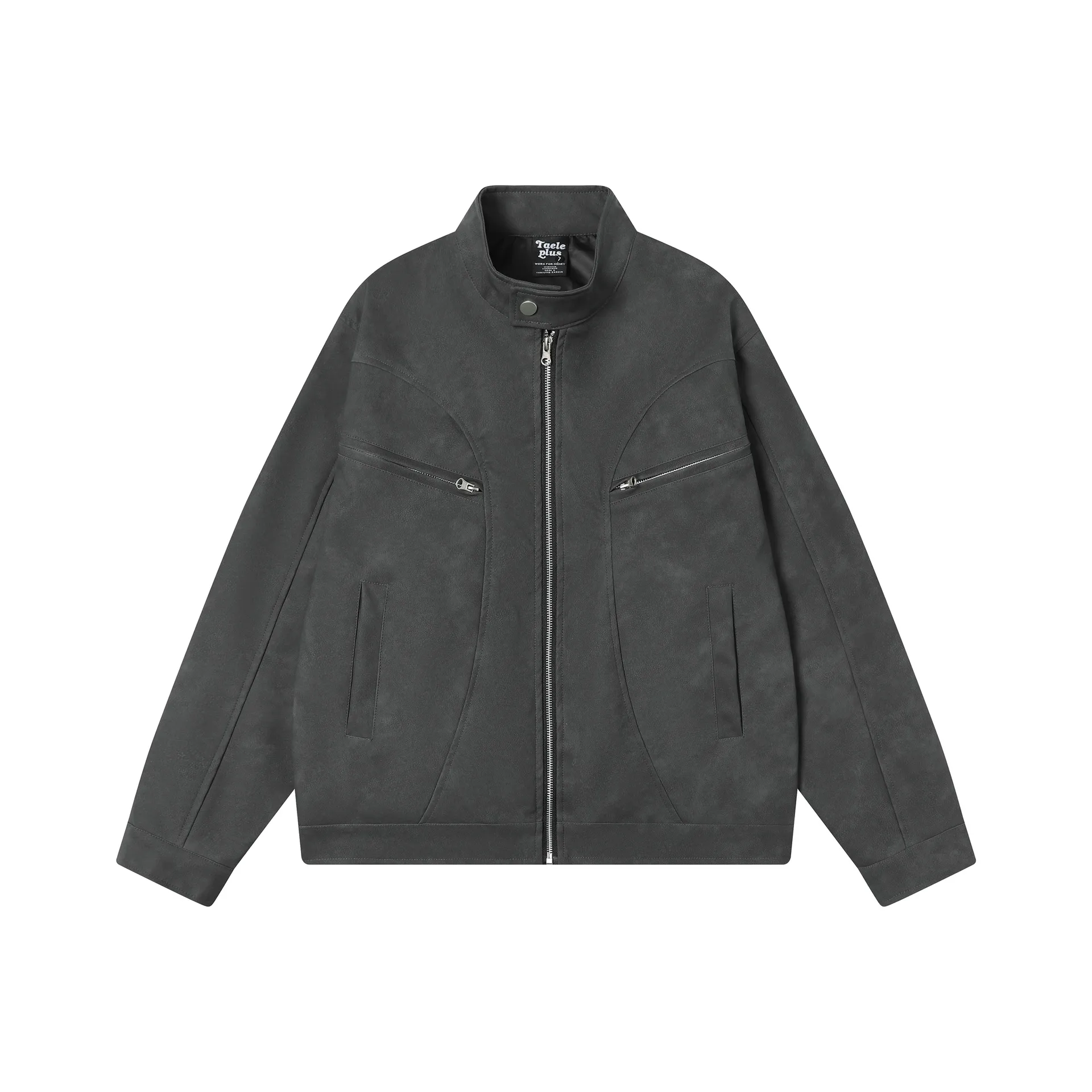 Jiayiku Fashion Brand  Spring New American Retro Harrington Loose PU Leather Coat Motorcycle Jacket For Men display picture 5