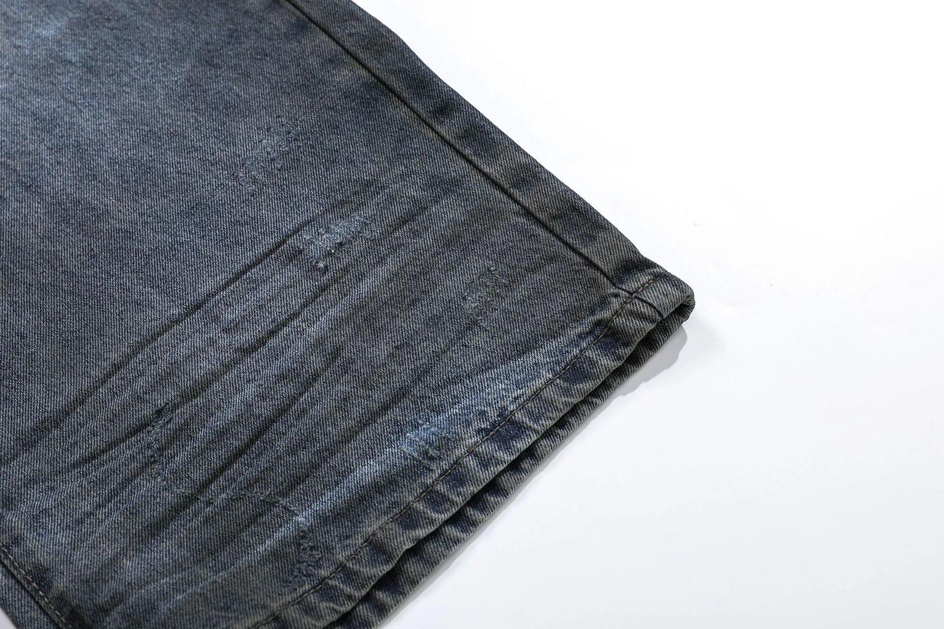 Jiayi Library Men's  New High Street American Style Micro-La Jeans Waste Soil Wind Dirty Design Sense Straight Pants display picture 12