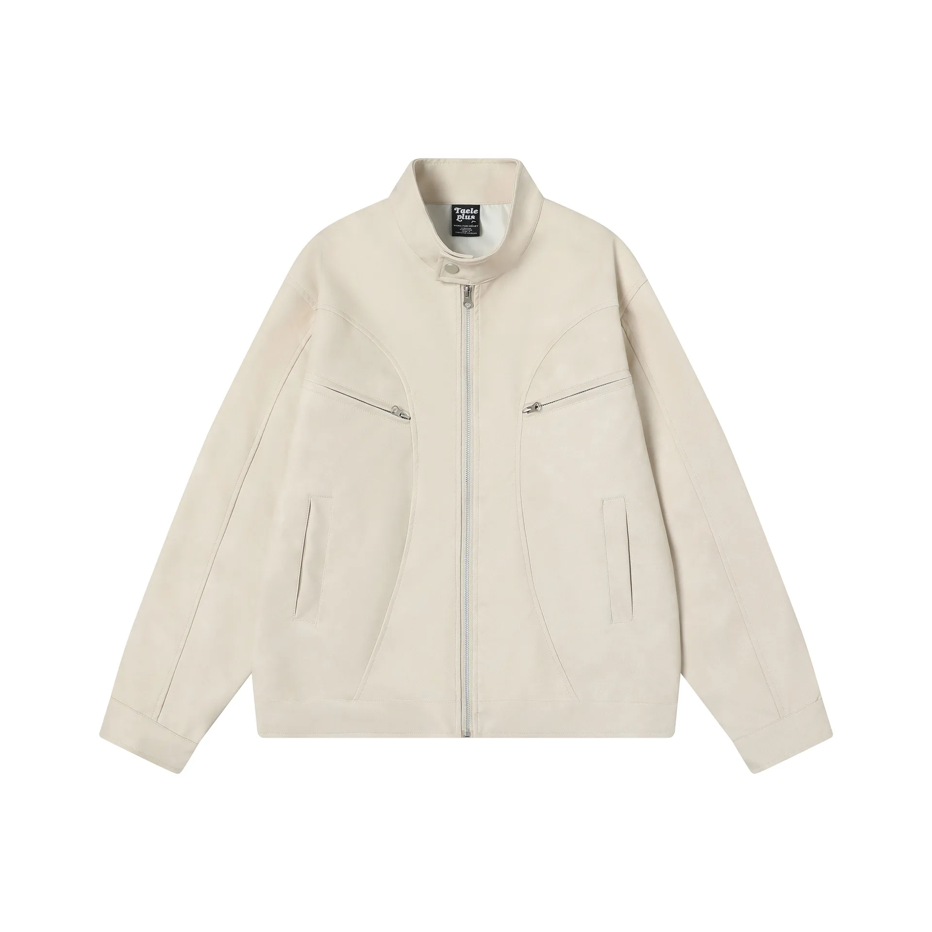 Jiayiku Fashion Brand  Spring New American Retro Harrington Loose PU Leather Coat Motorcycle Jacket For Men display picture 3