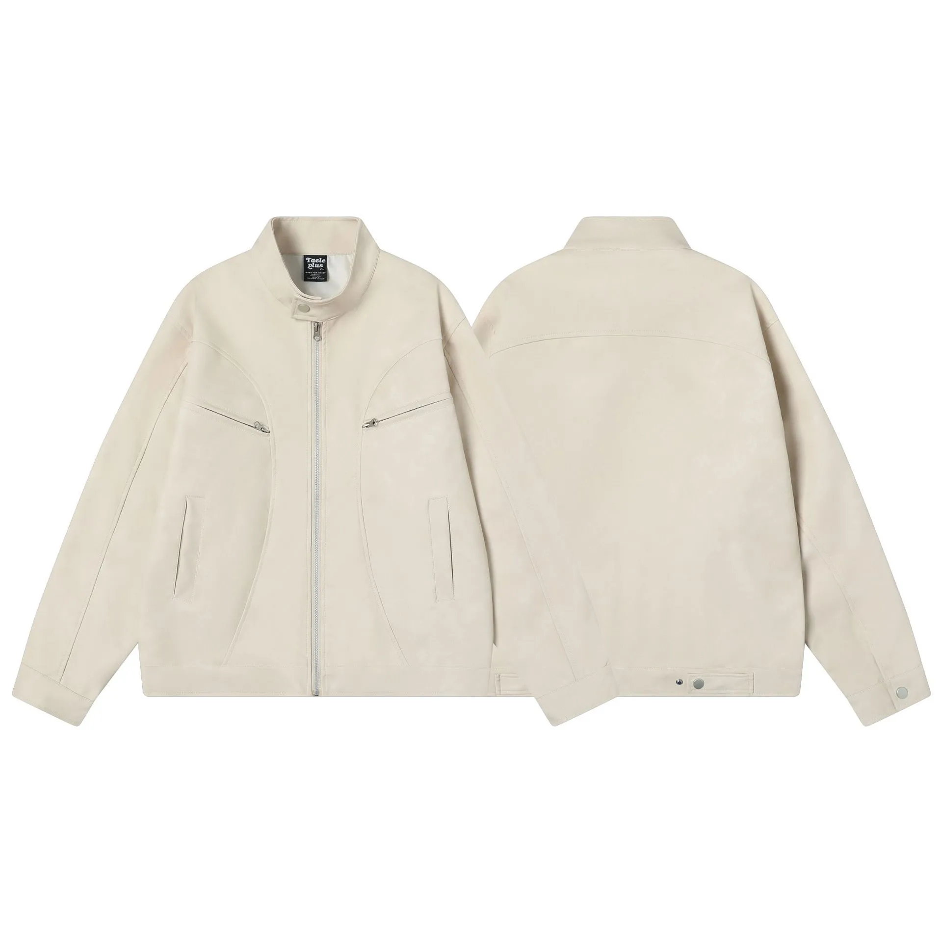 Jiayiku Fashion Brand  Spring New American Retro Harrington Loose PU Leather Coat Motorcycle Jacket For Men display picture 7