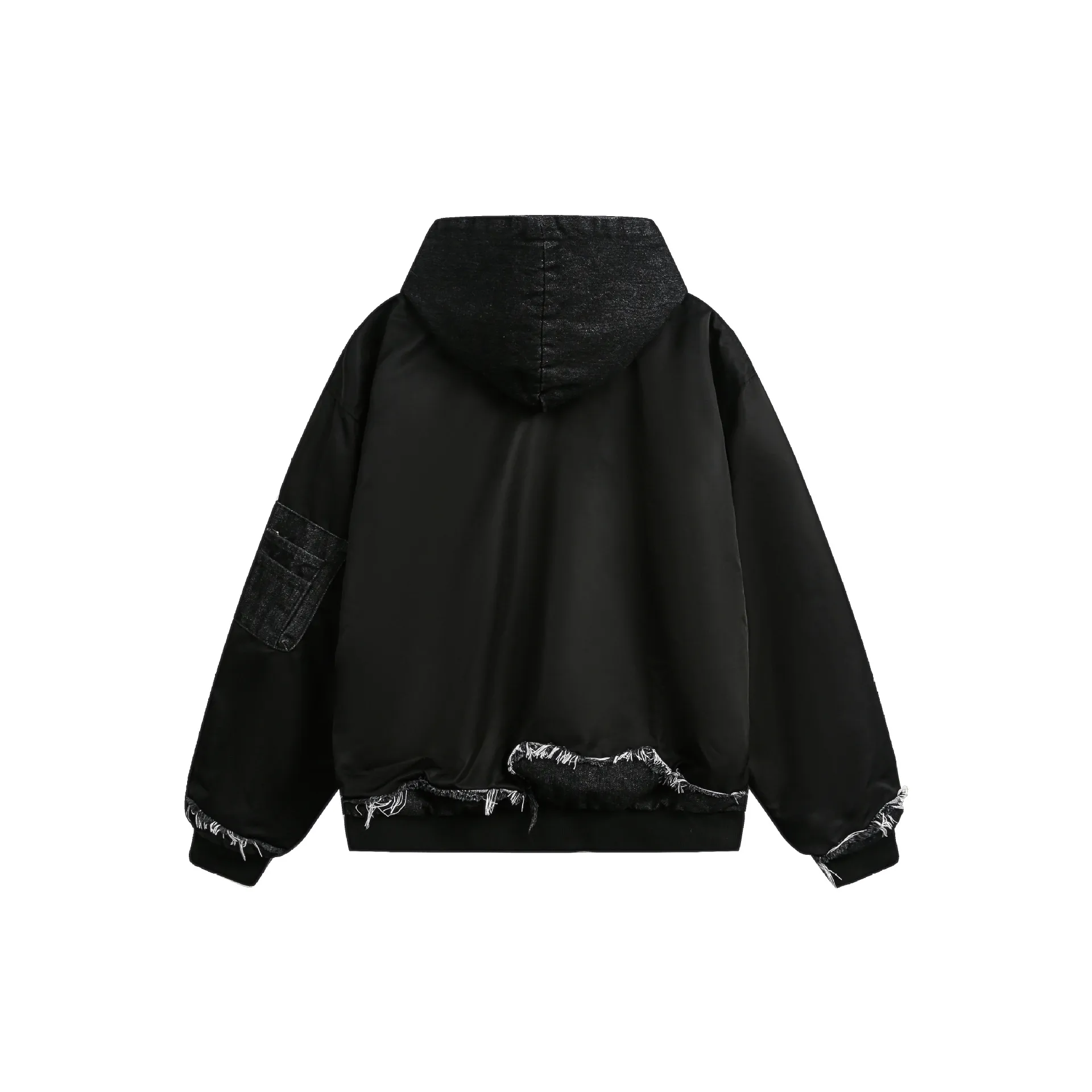 Jiayi Library Men's  Spring New American Retro Fake Two-piece Heavy Industry Rough Stitching Jacket Hooded Jacket display picture 3