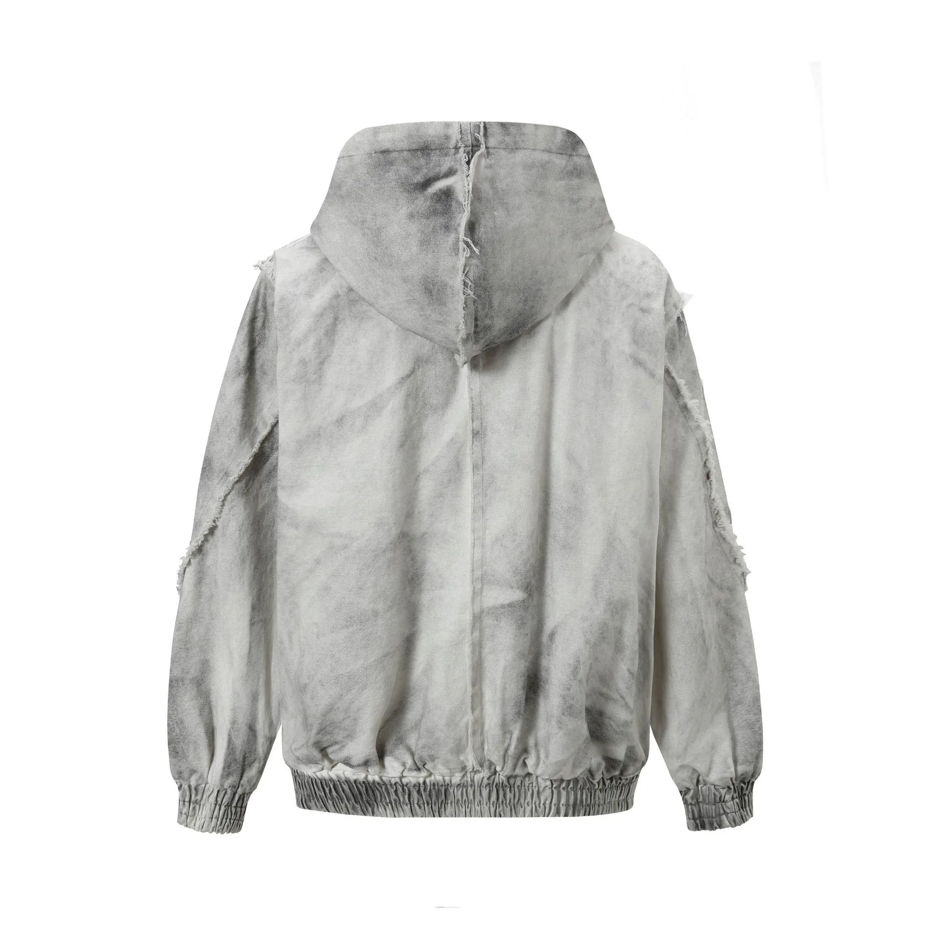 Jiayi Library Men's  Spring New Arrival Waste Earth Style American Style Retro Washed Rough Edge Stitching Hooded Jacket Coat display picture 4