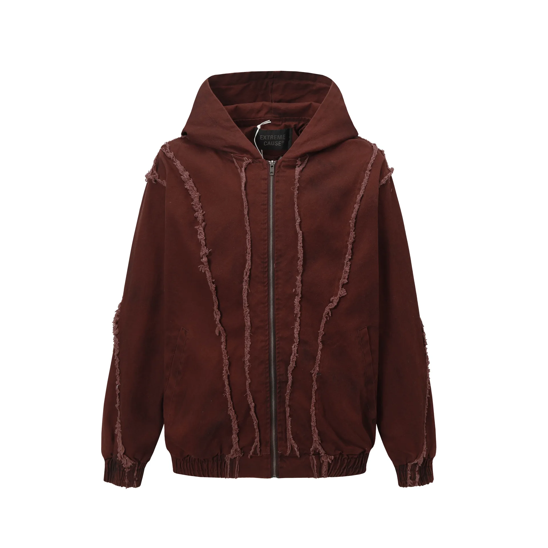 Jiayi Library Men's  Spring New Arrival Waste Earth Style American Style Retro Washed Rough Edge Stitching Hooded Jacket Coat display picture 5