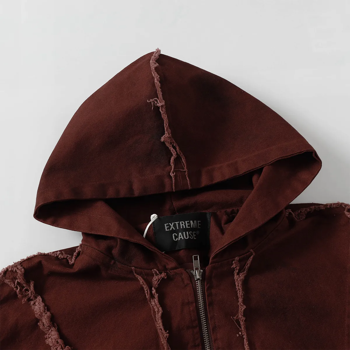 Jiayi Library Men's  Spring New Arrival Waste Earth Style American Style Retro Washed Rough Edge Stitching Hooded Jacket Coat display picture 17