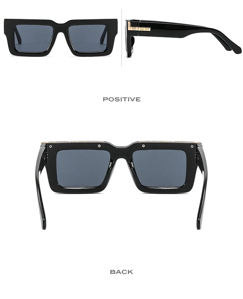 T2 Fashion Men And Women's Catwalk Street Shooting Wide Side Sunglasses Retro Box Concave Shape Metal Decorative Sunglasses display picture 7