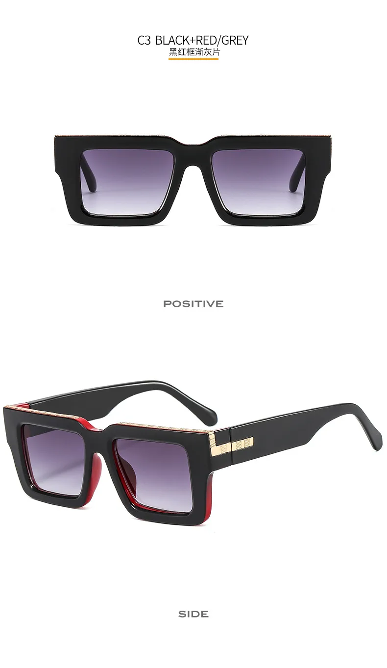 T2 Fashion Men And Women's Catwalk Street Shooting Wide Side Sunglasses Retro Box Concave Shape Metal Decorative Sunglasses display picture 9