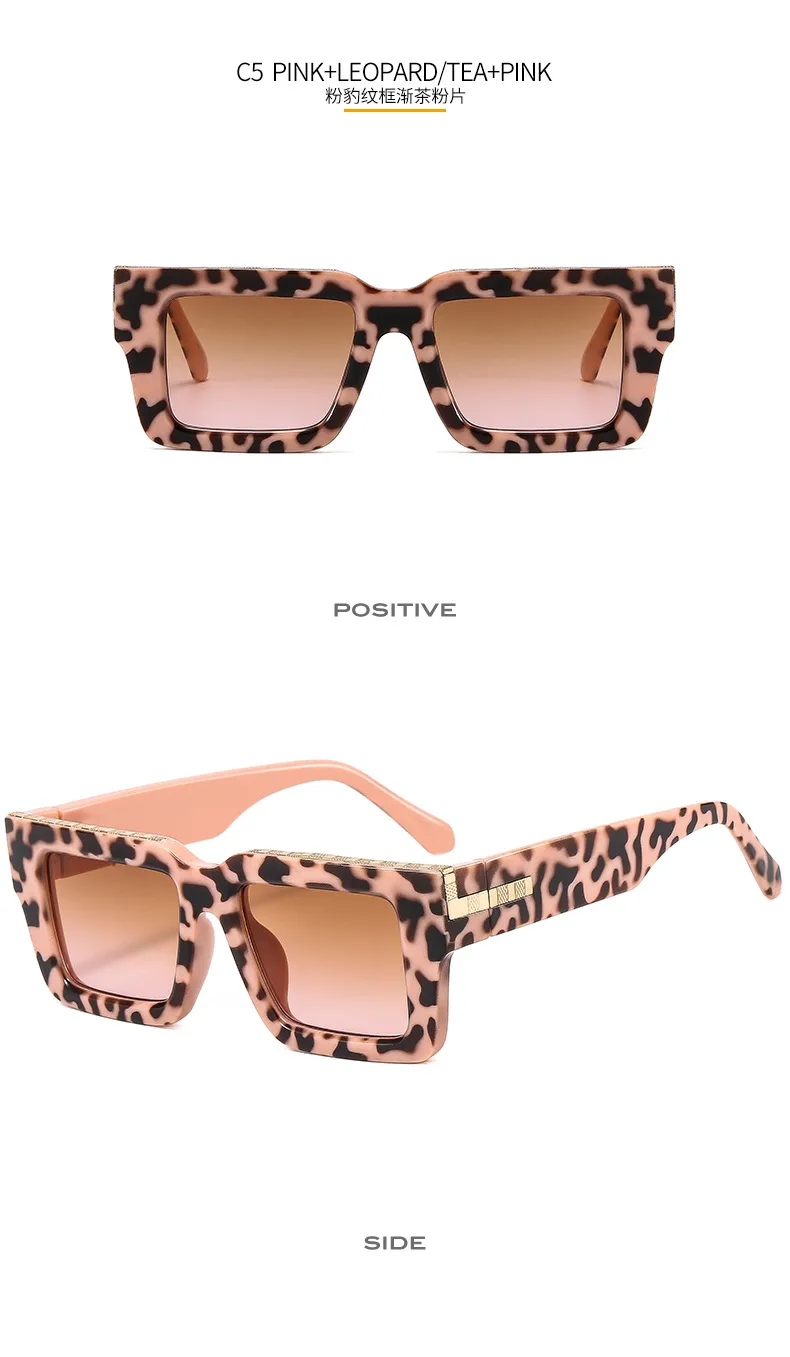 T2 Fashion Men And Women's Catwalk Street Shooting Wide Side Sunglasses Retro Box Concave Shape Metal Decorative Sunglasses display picture 11
