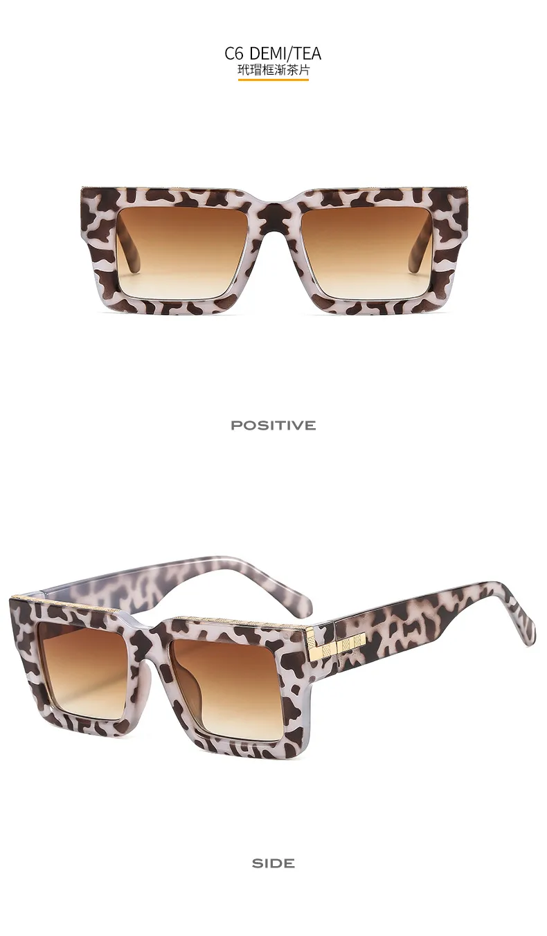 T2 Fashion Men And Women's Catwalk Street Shooting Wide Side Sunglasses Retro Box Concave Shape Metal Decorative Sunglasses display picture 12