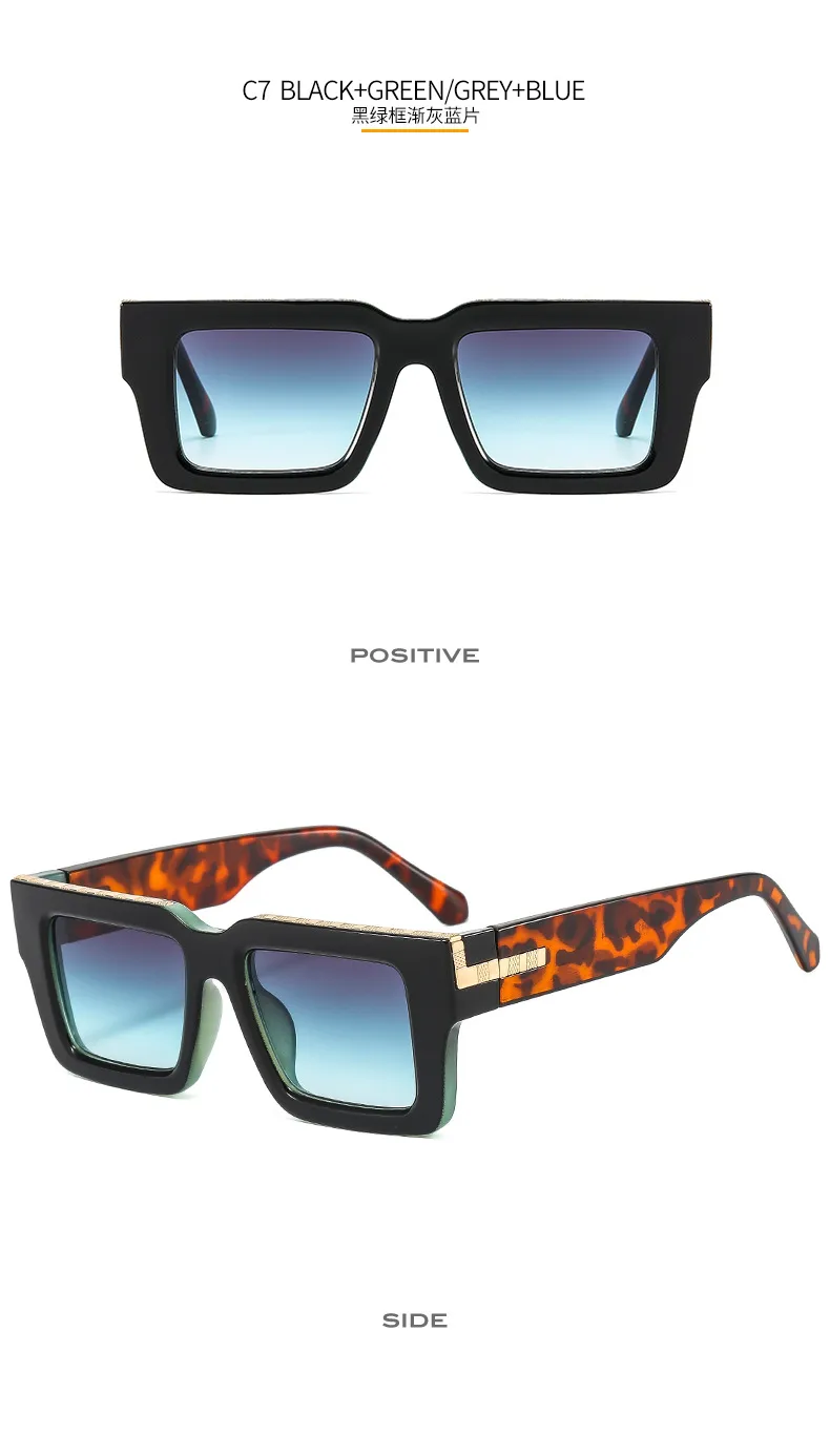 T2 Fashion Men And Women's Catwalk Street Shooting Wide Side Sunglasses Retro Box Concave Shape Metal Decorative Sunglasses display picture 13