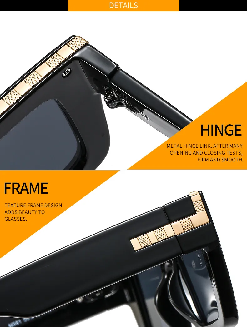 T2 Fashion Men And Women's Catwalk Street Shooting Wide Side Sunglasses Retro Box Concave Shape Metal Decorative Sunglasses display picture 14