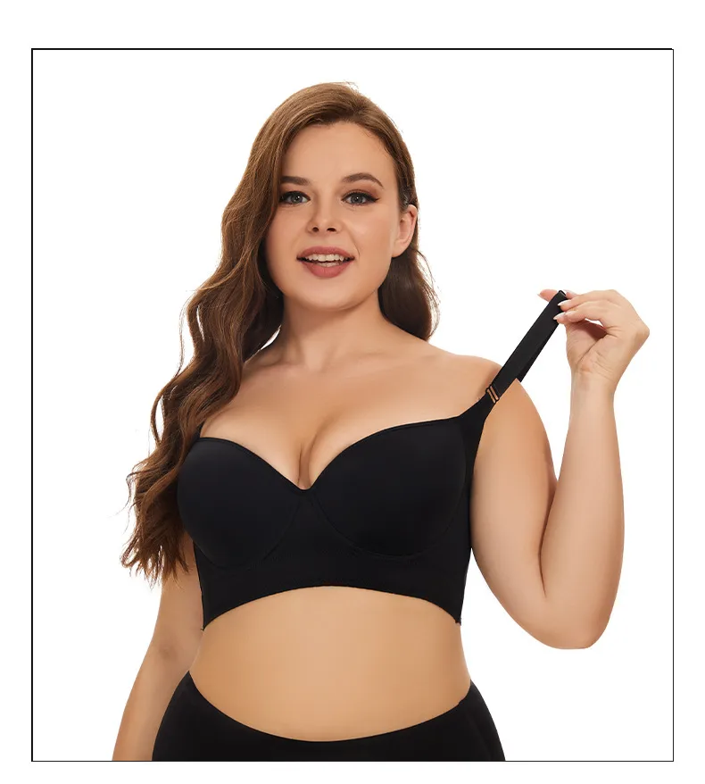 Large Size Gloss Seamless Underwear Women's Gathered Breast Anti-sagging Eight-breasted Adjustable Bra display picture 14
