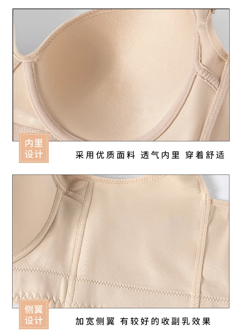 Independent Station  Plus Size Steel Ring Gloss Underwear Adjustable US Back Deep V Bra In Stock display picture 6