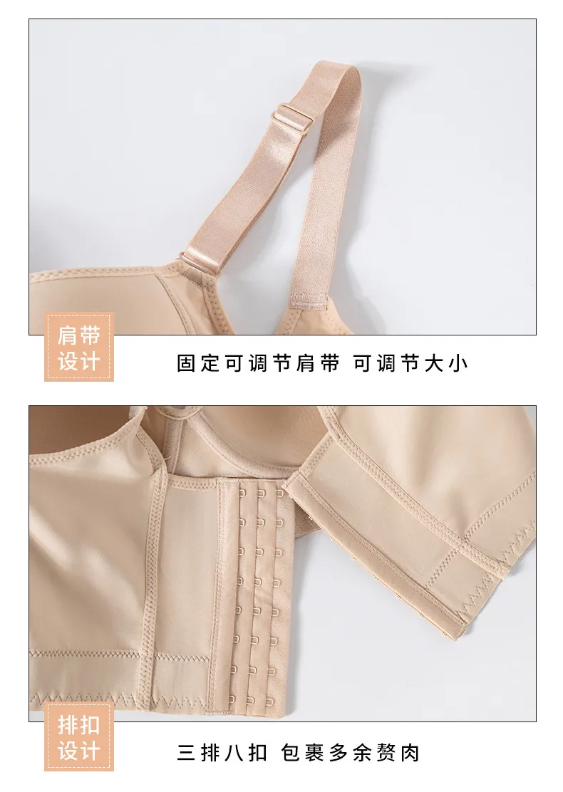 Independent Station  Plus Size Steel Ring Gloss Underwear Adjustable US Back Deep V Bra In Stock display picture 7