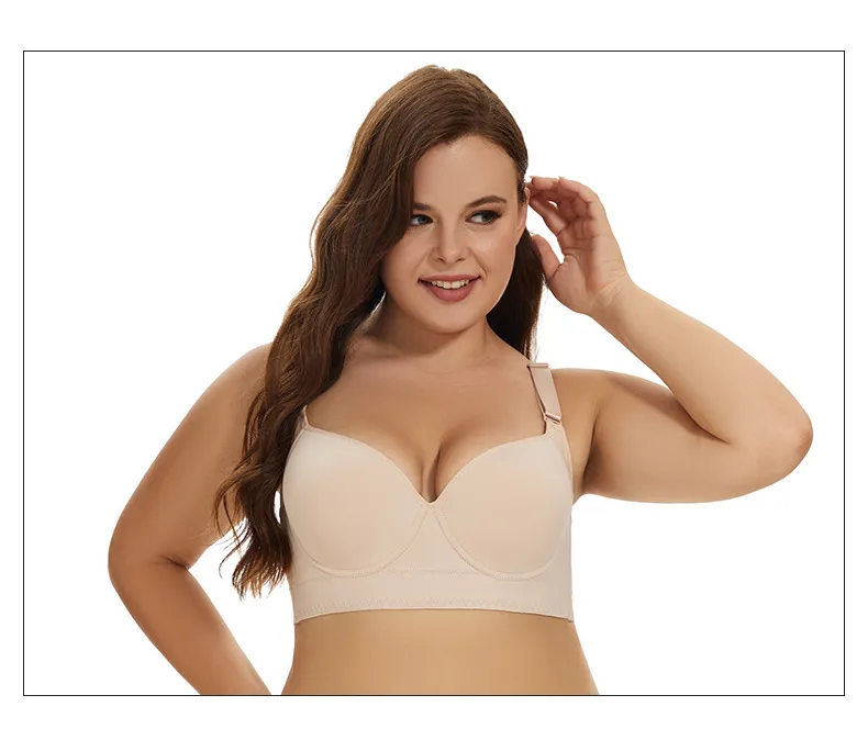 Large Size Gloss Seamless Underwear Women's Gathered Breast Anti-sagging Eight-breasted Adjustable Bra display picture 13