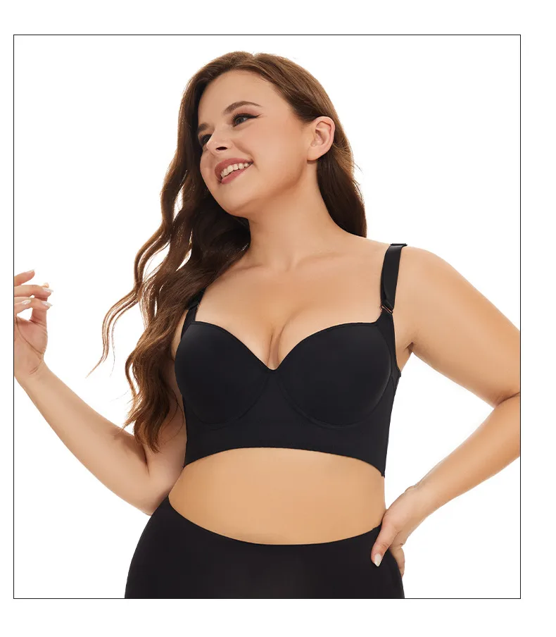 Large Size Gloss Seamless Underwear Women's Gathered Breast Anti-sagging Eight-breasted Adjustable Bra display picture 16
