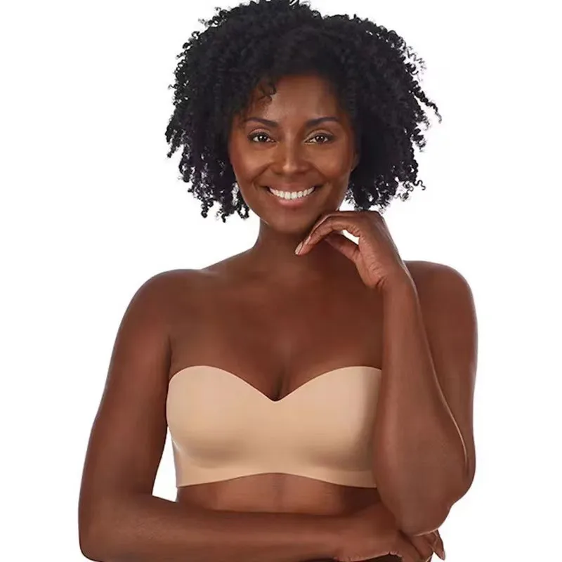 Foreign Trade Wireless Thin Glossy Push Up Strapless Underwear Sexy Plus Size Bra Bra display picture 4