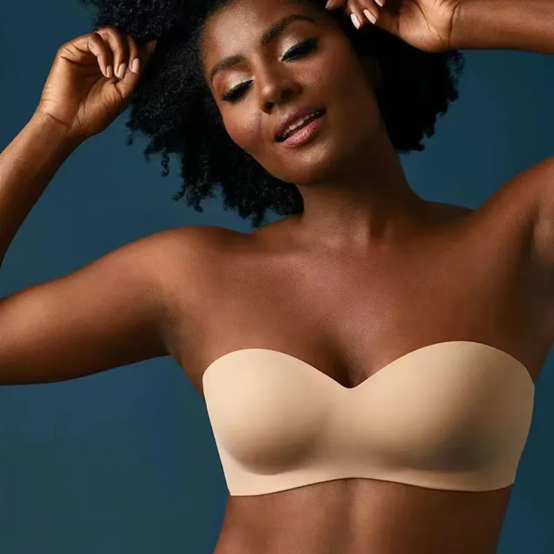 Foreign Trade Wireless Thin Glossy Push Up Strapless Underwear Sexy Plus Size Bra Bra display picture 3