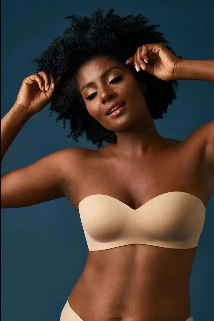 Foreign Trade Wireless Thin Glossy Push Up Strapless Underwear Sexy Plus Size Bra Bra display picture 5