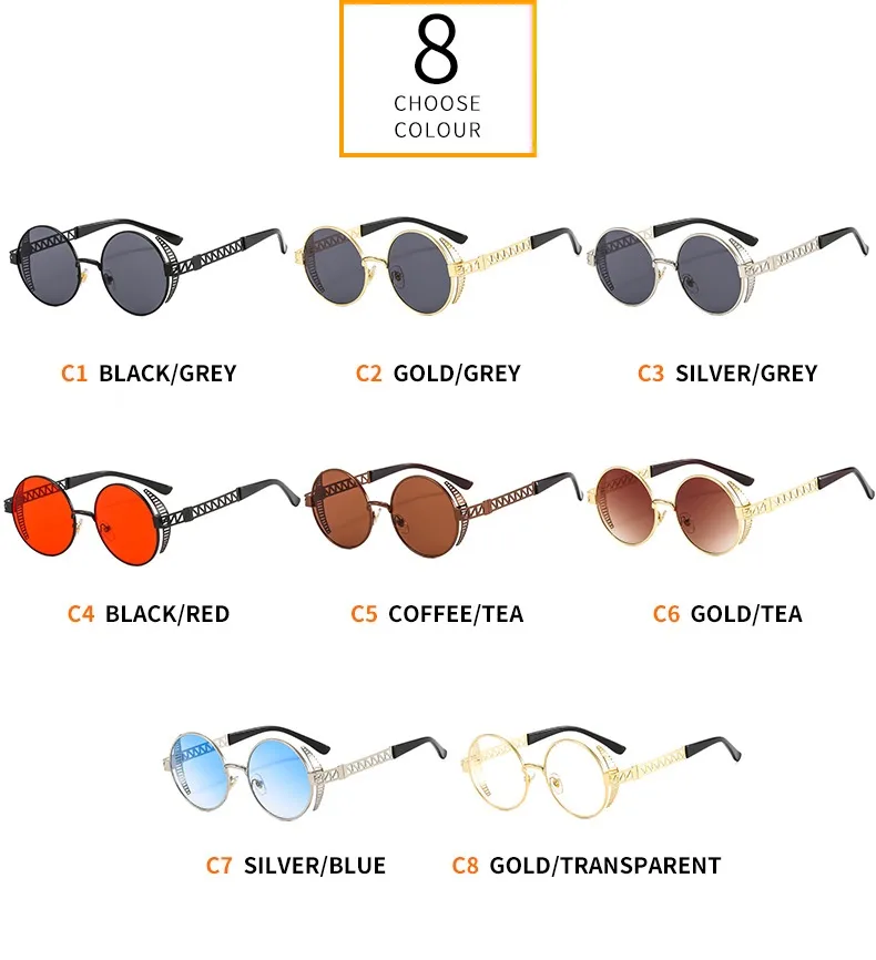 T22027 Punk Metal Mesh Decorative Modern Sunglasses Personality Trend Internet Celebrity Ins Retro Men's And Women's Sunglasses display picture 5
