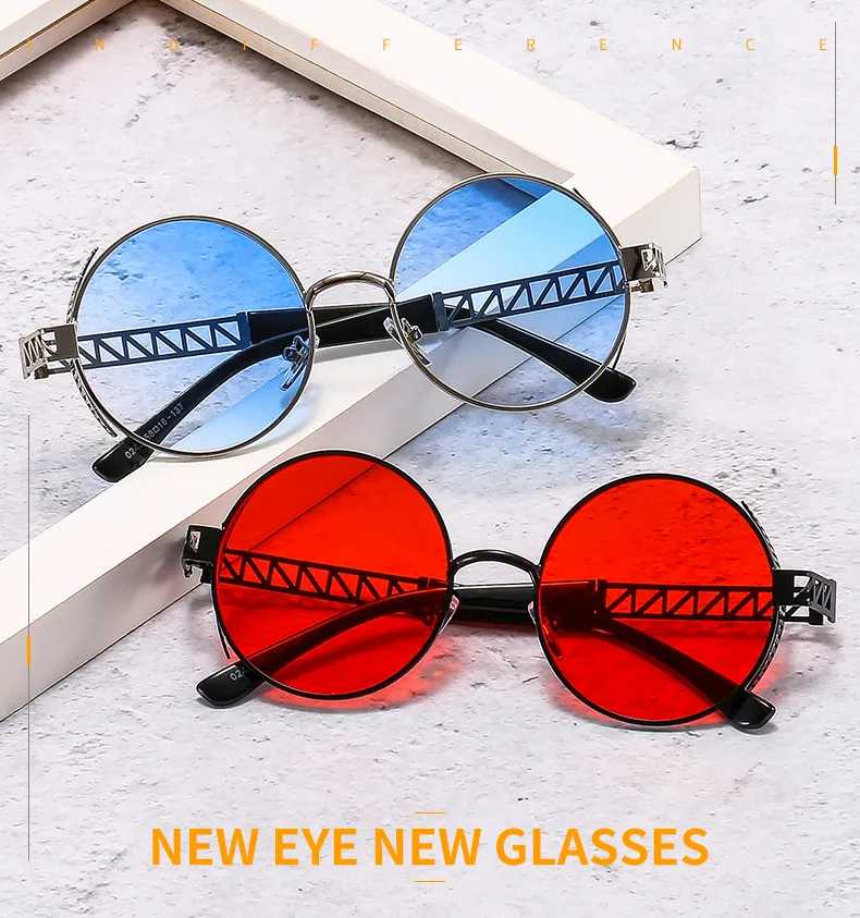 T22027 Punk Metal Mesh Decorative Modern Sunglasses Personality Trend Internet Celebrity Ins Retro Men's And Women's Sunglasses display picture 1