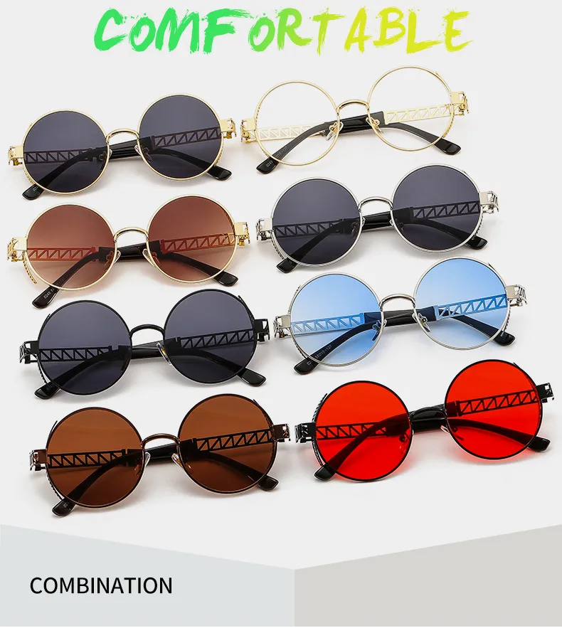 T22027 Punk Metal Mesh Decorative Modern Sunglasses Personality Trend Internet Celebrity Ins Retro Men's And Women's Sunglasses display picture 3