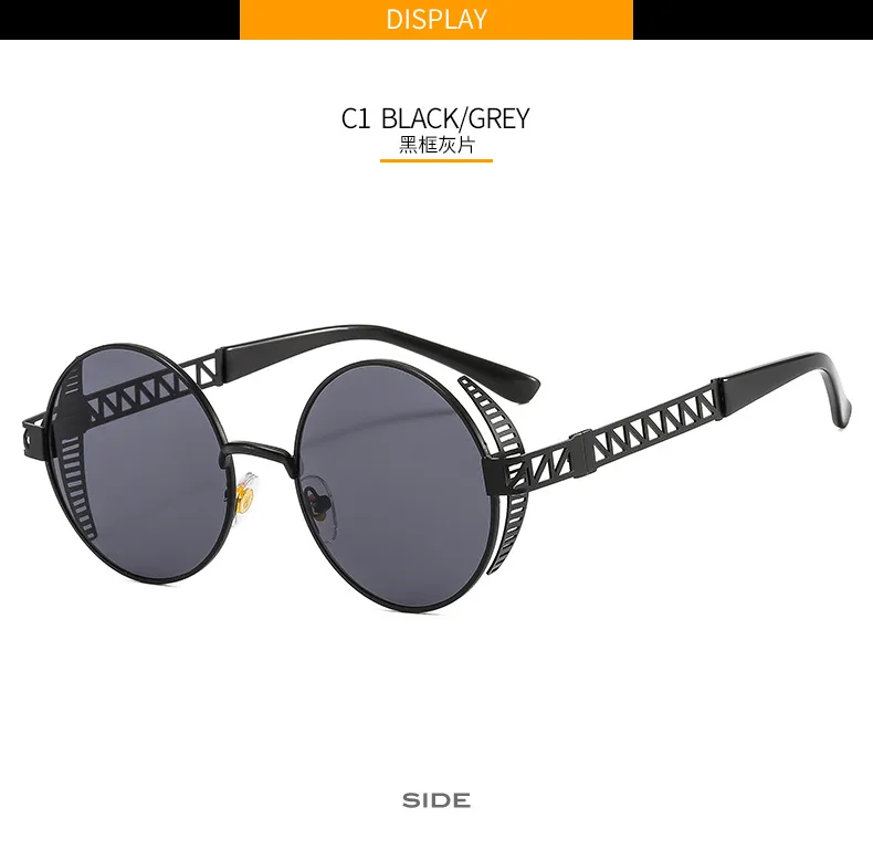T22027 Punk Metal Mesh Decorative Modern Sunglasses Personality Trend Internet Celebrity Ins Retro Men's And Women's Sunglasses display picture 6