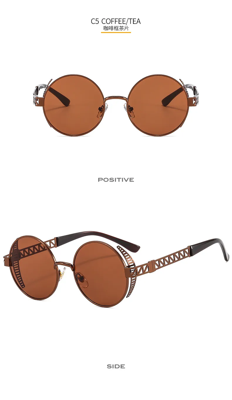 T22027 Punk Metal Mesh Decorative Modern Sunglasses Personality Trend Internet Celebrity Ins Retro Men's And Women's Sunglasses display picture 11