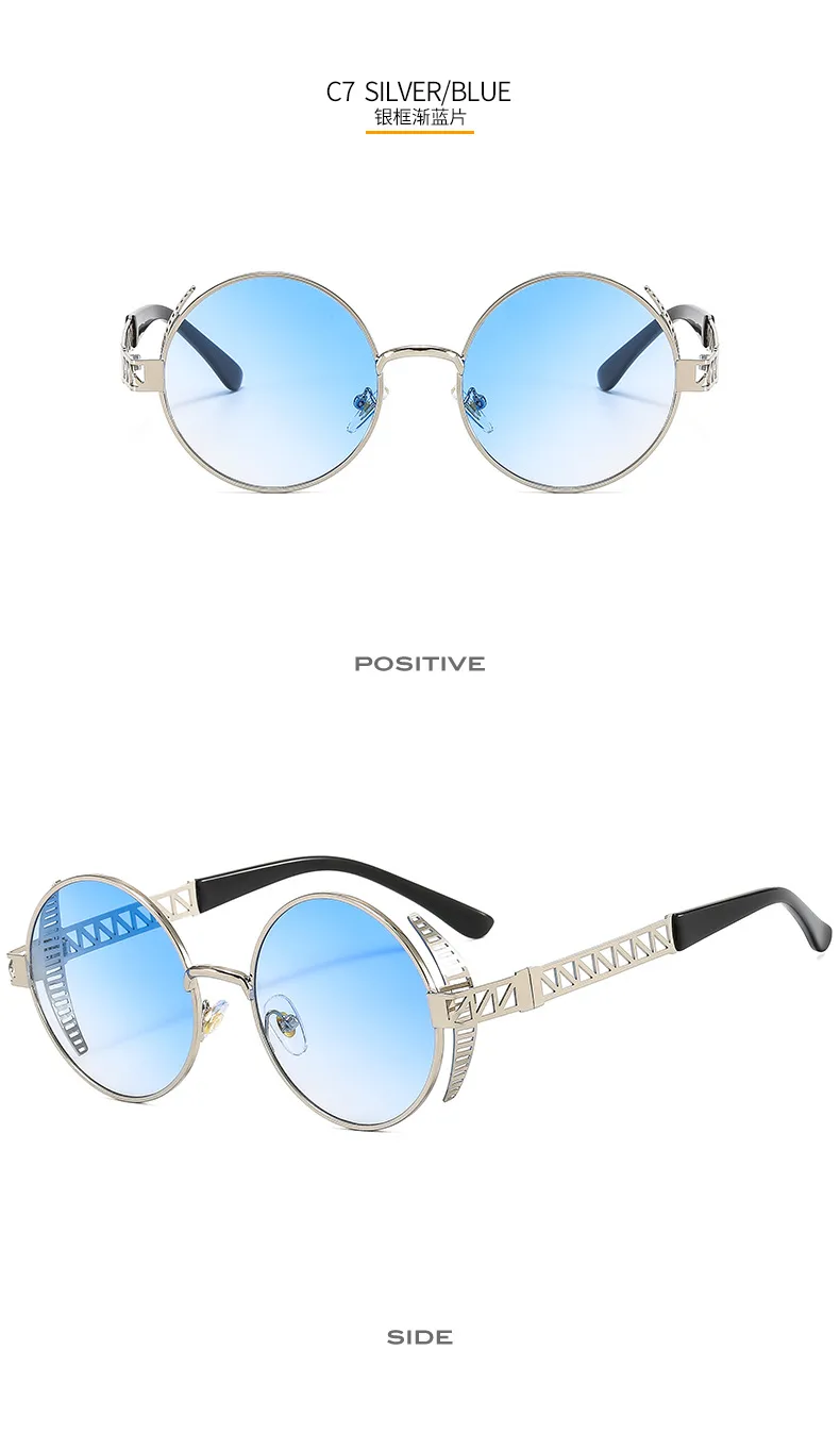 T22027 Punk Metal Mesh Decorative Modern Sunglasses Personality Trend Internet Celebrity Ins Retro Men's And Women's Sunglasses display picture 13