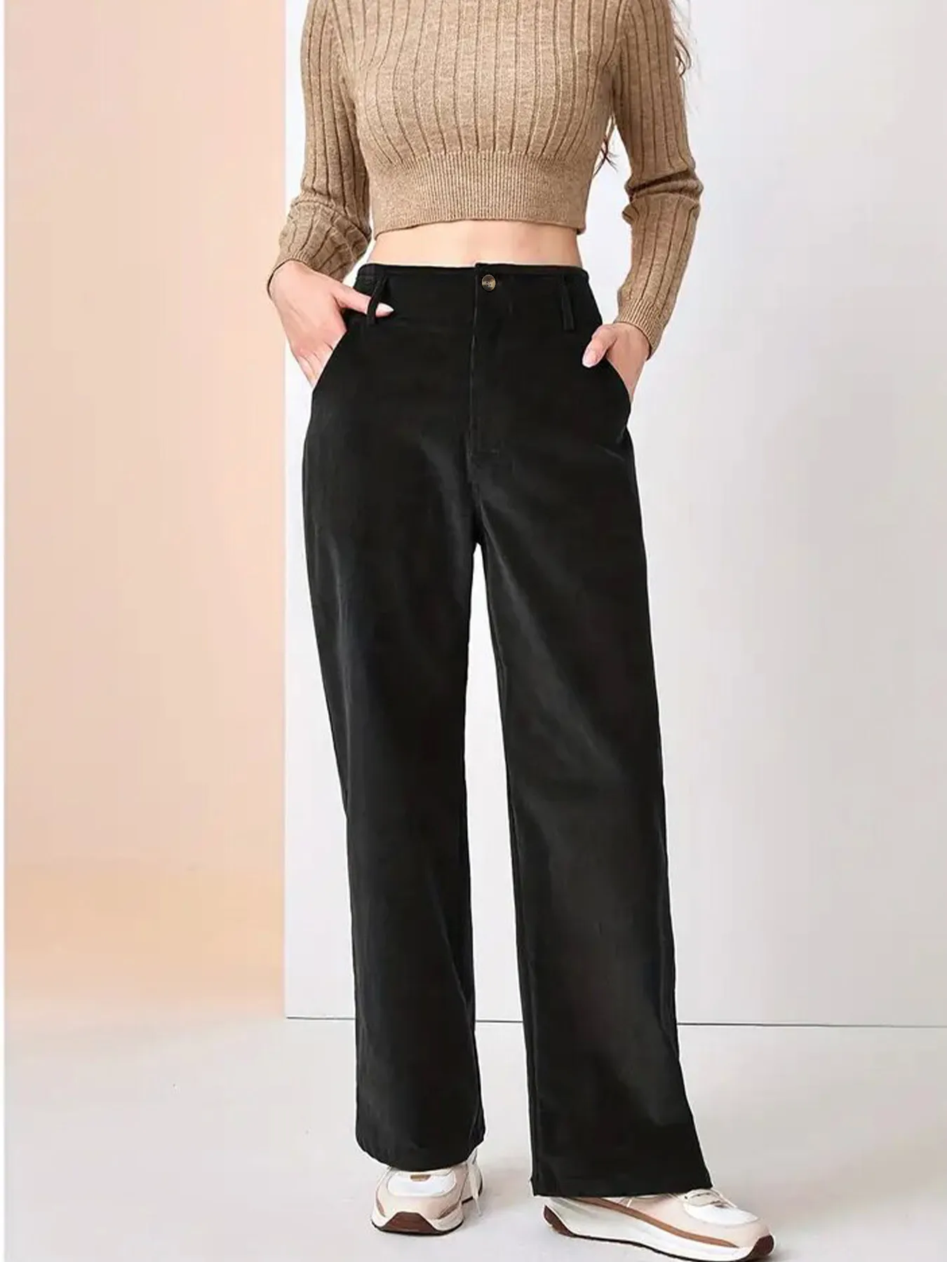 Autumn And Winter New High Waist Slimming Casual Straight Pants Women's Pants display picture 4