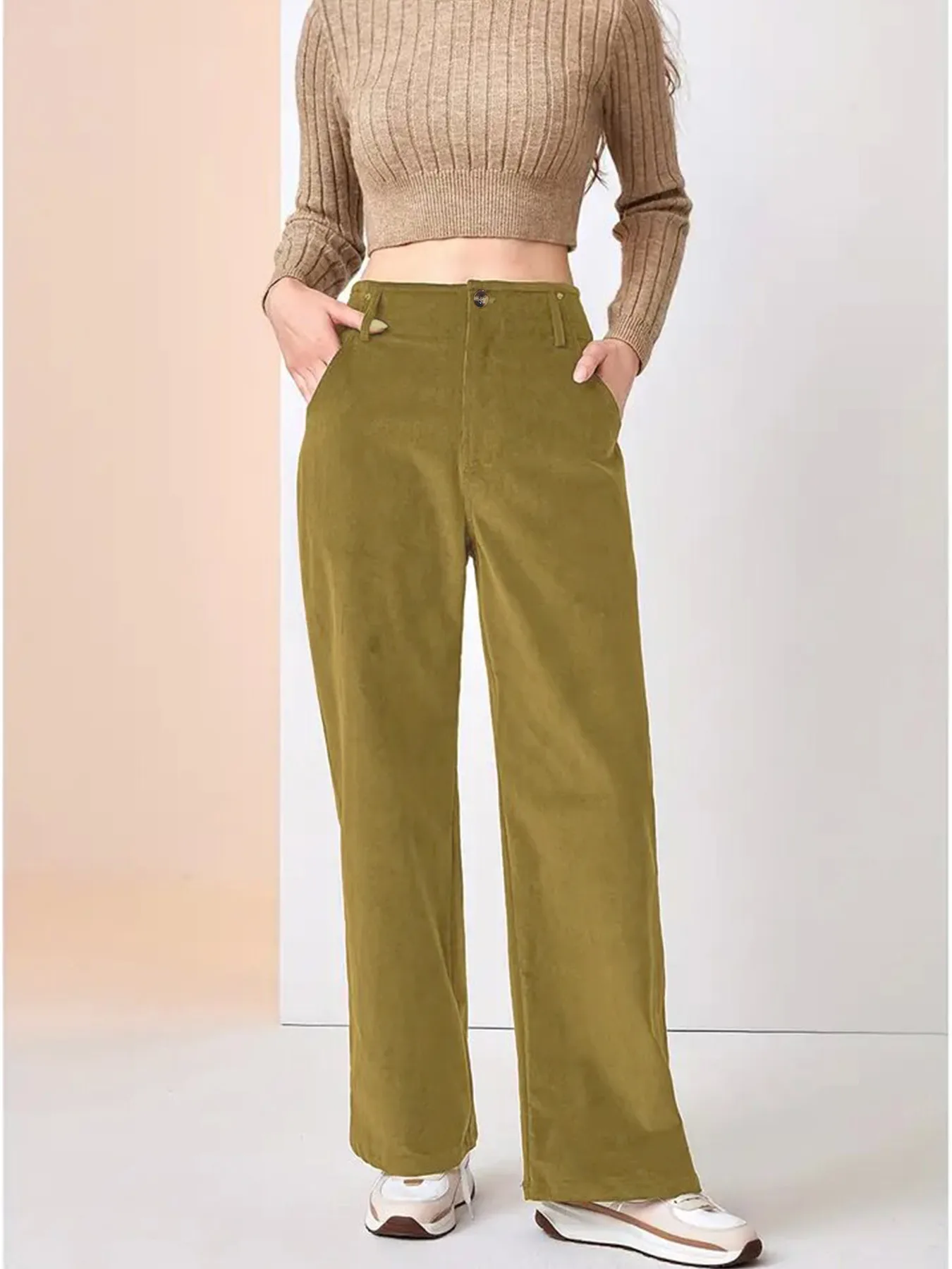 Autumn And Winter New High Waist Slimming Casual Straight Pants Women's Pants display picture 8