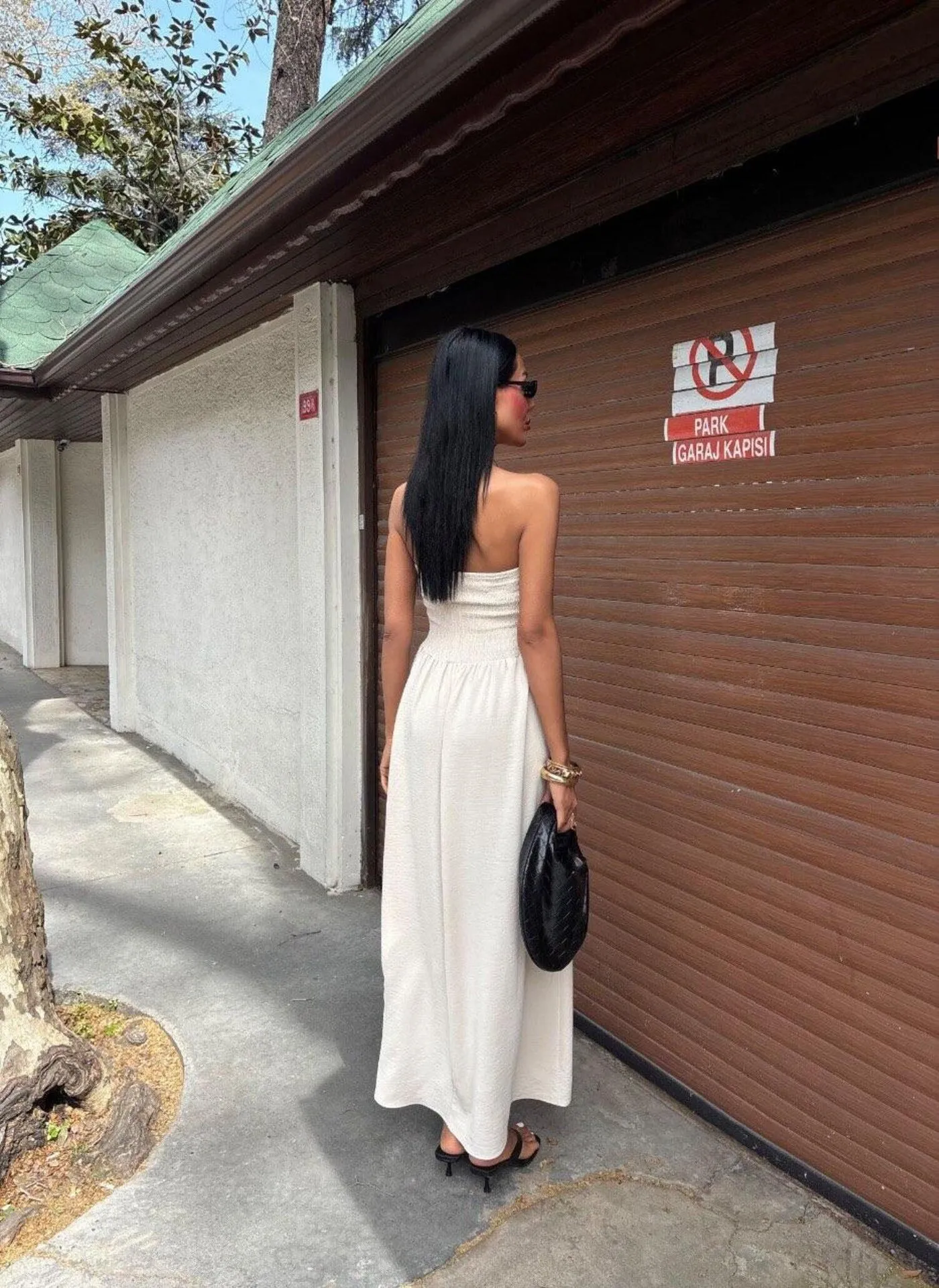 New Summer Fashion Solid Color One-character Collar Strapless Waist Long Dress Women display picture 9
