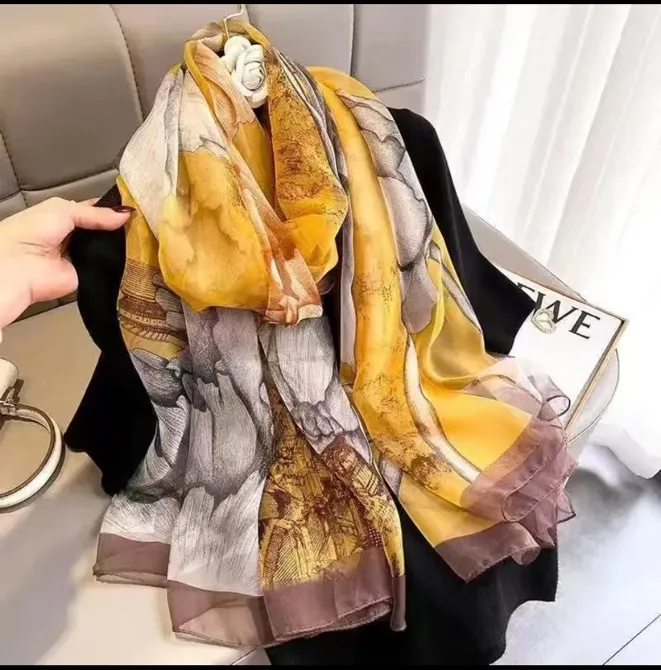 Superior Scarf Women's Summer Thin Sunscreen Scarf Large Shawl Long Scarf All-match Elegant Printing display picture 7