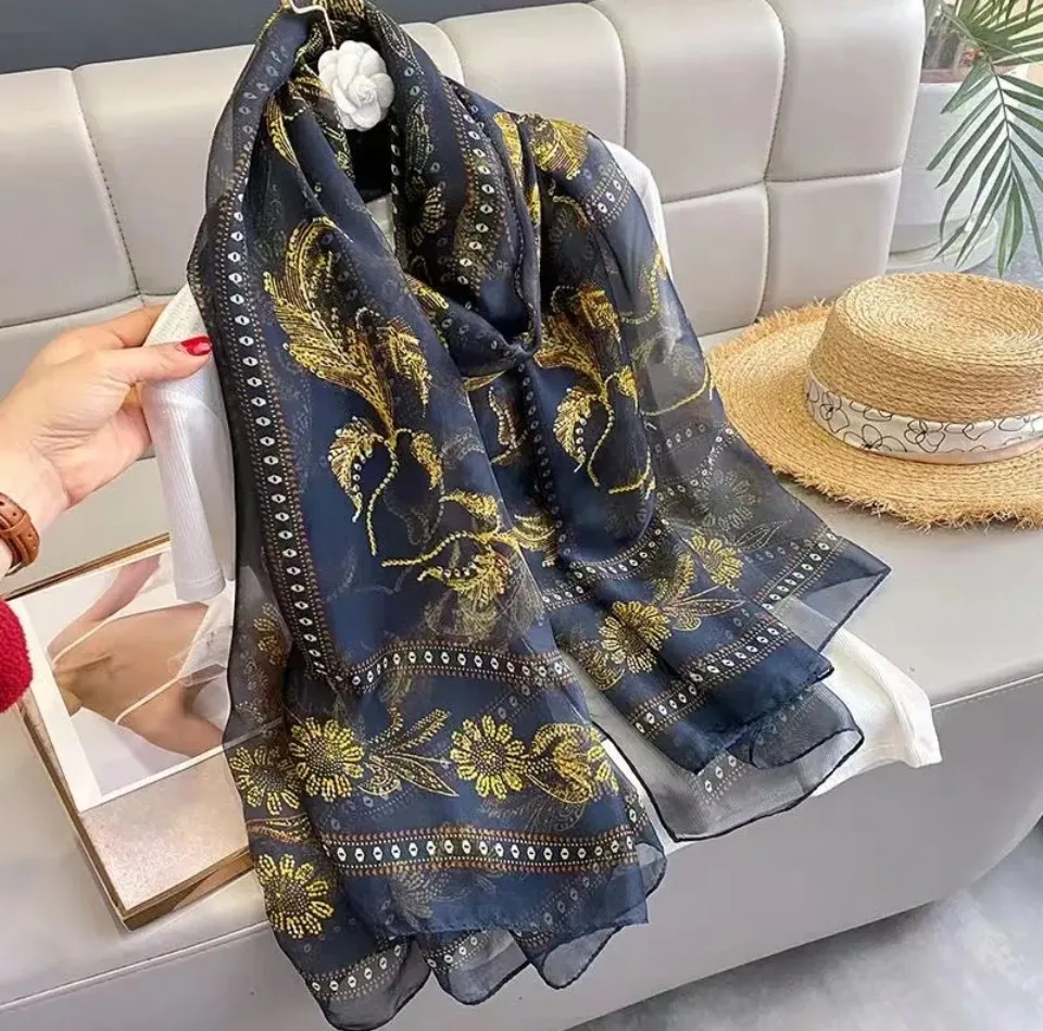 Superior Scarf Women's Summer Thin Sunscreen Scarf Large Shawl Long Scarf All-match Elegant Printing display picture 8